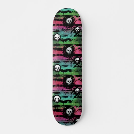 Gestreepte schedel Urban Punk graffiti patroon Persoonlijk Skateboard (Voorkant)