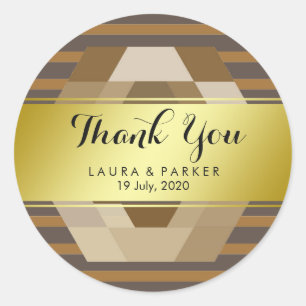Gestreepte schone groene gouden folie dank u bruil ronde sticker