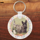 Gestreepte Schotse Terrier met Rozen Sleutelhanger (Voorkant)