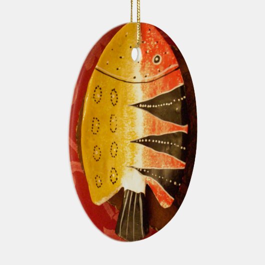 Gestreepte sensatie Tijger Barb Fish Art Print Keramisch Ornament (Rechts)