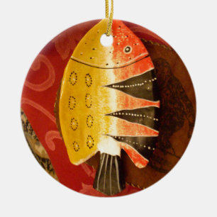 Gestreepte sensatie Tijger Barb Fish Art Print Keramisch Ornament