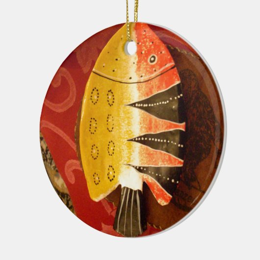 Gestreepte sensatie Tijger Barb Fish Art Print Keramisch Ornament (Links)