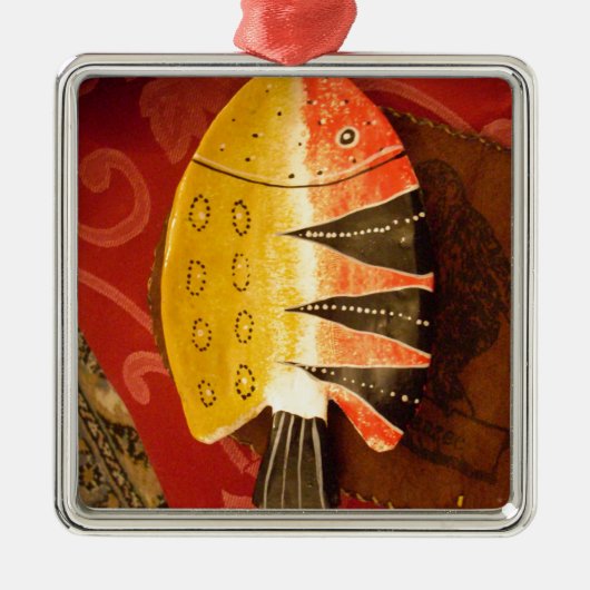 Gestreepte sensatie Tijger Barb Fish Art Print Metalen Ornament (Voorkant)