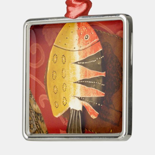 Gestreepte sensatie Tijger Barb Fish Art Print Metalen Ornament (Links)