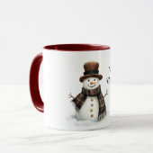 Gestreepte sjaal sneeuwpop Kerstmis Mok (Voorkant links)
