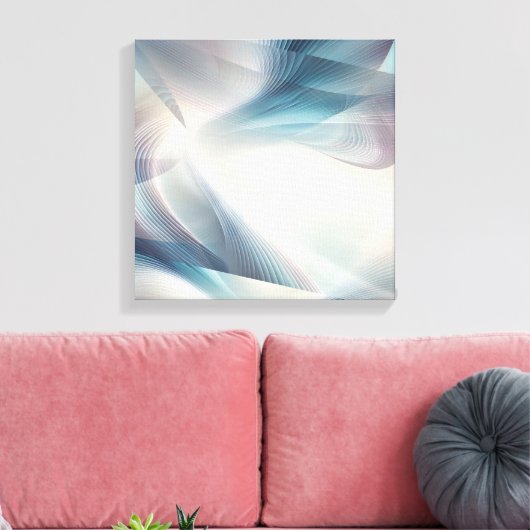 Gestreepte Smokey Shades van blauw en Blauwgroen Canvas Afdruk (Insitu (Woonkamer))