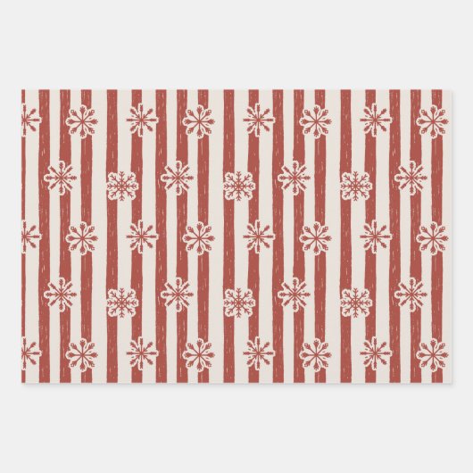  gestreepte sneeuwvlok rood en groen inpakpapier vel (Voorkant 2)