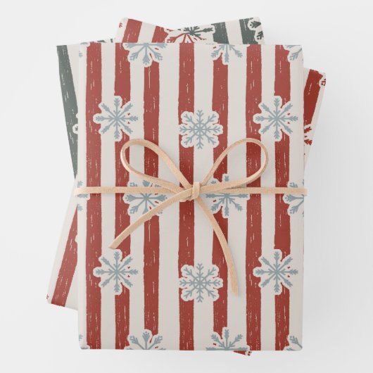  gestreepte sneeuwvlok rood en groen inpakpapier vel (In situ)
