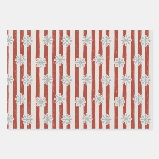  gestreepte sneeuwvlok rood en groen inpakpapier vel (Voorkant)