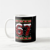 Gestreepte Sneeuwvlok Zes Zeven Kerst 67 Meme Koffiemok (Links)