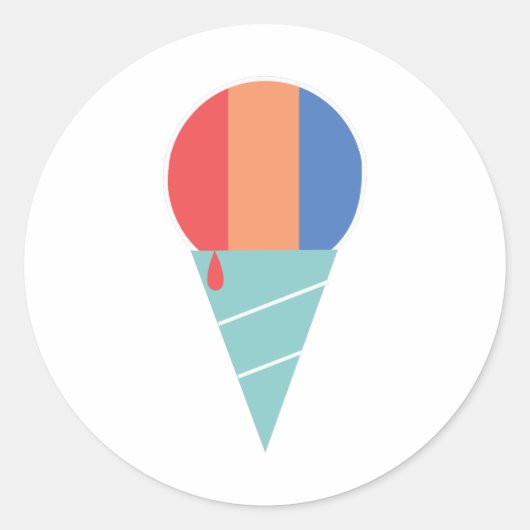 Gestreepte Sno Cone Ronde Sticker (Voorkant)