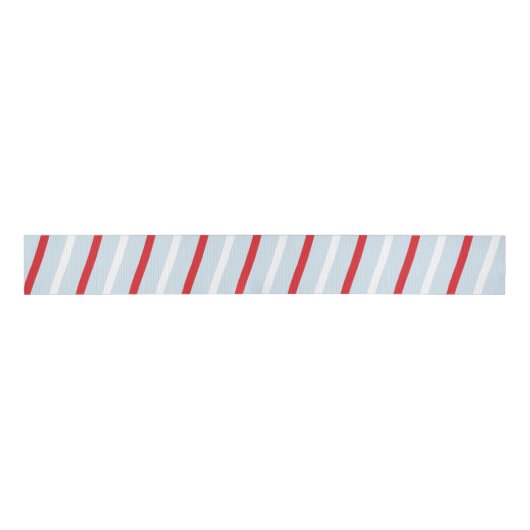 Gestreepte snoepriet Blauw Rood Grosgrain Lint (Voorkant)
