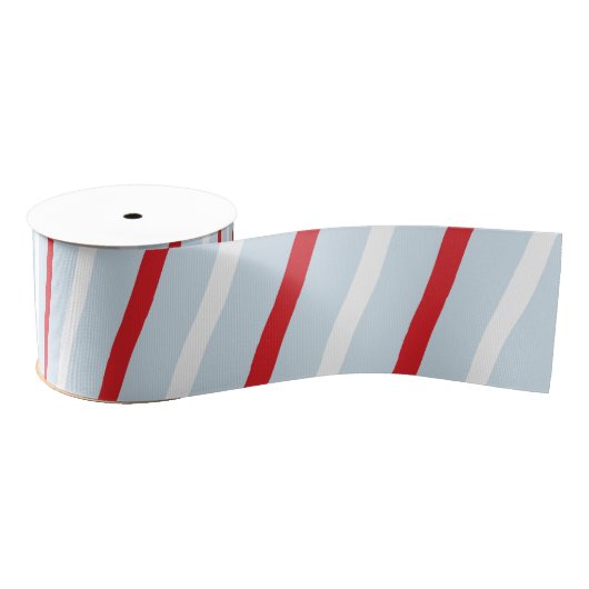 Gestreepte snoepriet Blauw Rood Grosgrain Lint (Spoel)