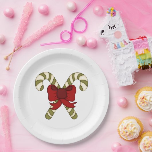 Gestreepte snoeprietjes met rode poot papieren bordje (Feest)