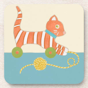 Gestreepte Speelgoed Kat met Kok van Koord Bier Onderzetter