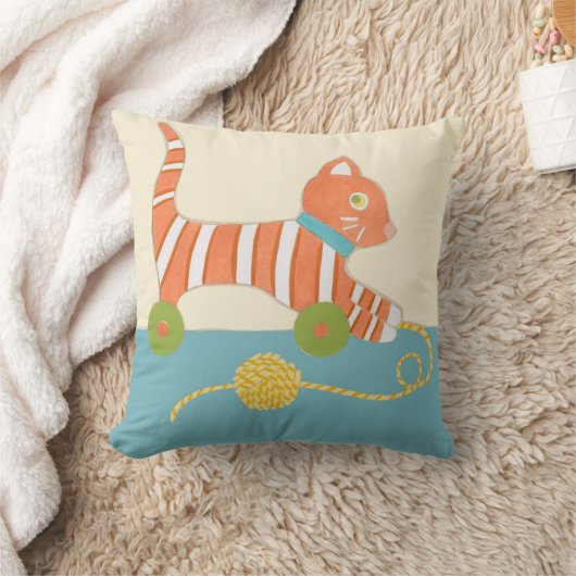 Gestreepte Speelgoed Kat met Kok van Koord Kussen (Deken)