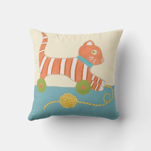 Gestreepte Speelgoed Kat met Kok van Koord Kussen (Achterkant)