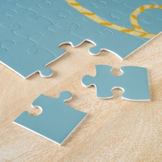 Gestreepte Speelgoed Kat met Kok van Koord Legpuzzel (Zijkant)