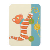 Gestreepte Speelgoed Kat met Kok van Koord Magneet (Verticaal)