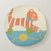 Gestreepte Speelgoed Kat met Kok van Koord Rond Kussen (Achterkant)