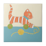 Gestreepte Speelgoed Kat met Kok van Koord Tegeltje<br><div class="desc">Wie wil er met deze gestreepte speelgoed kat van Chariklia Zarris spelen? Als het slechts een echte speelgoed en niet een druk was kon u het rond door de bal van in bijlage koord slepen of het langs het gebruiken van de wielen onderaan duwen. Een groot cadeau voor de kindercrèche,...</div>