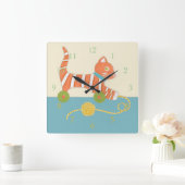 Gestreepte Speelgoed Kat met Kok van Koord Vierkante Klok (Huis)