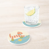 Gestreepte Speelgoed Kat met Kok van Koord Zandsteen Onderzetter (Zijkant)