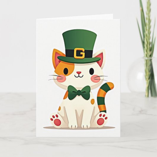 Gestreepte Staart Kat St. Patrick Kaart (Voorkant)