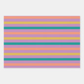 Gestreepte Stippen Rosy Paarse Groen en Mosterd Inpakpapier Vel (Voorkant 3)