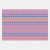 Gestreepte Stippen Rosy Paarse Groen en Mosterd Inpakpapier Vel (Voorkant 2)