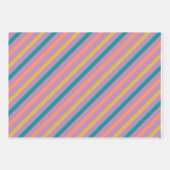 Gestreepte Stippen Rosy Paarse Groen en Mosterd Inpakpapier Vel (Voorkant)