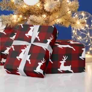 Gestreepte stof en herten  cadeaupapier