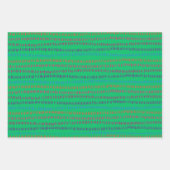 Gestreepte stof, Kerstbomen, & Groene Streepsel, 3 Inpakpapier Vel (Voorkant 3)
