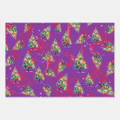 Gestreepte stof, Kerstbomen, & Groene Streepsel, 3 Inpakpapier Vel (Voorkant 2)