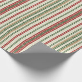 Gestreepte stof met een rode, groene en witte stre cadeaupapier (Hoek)
