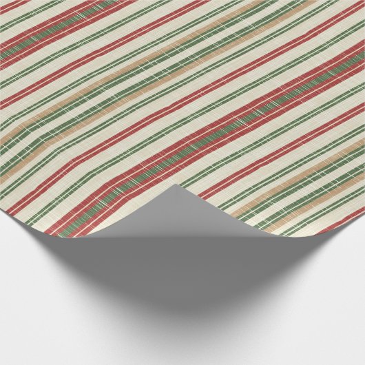 Gestreepte stof met een rode, groene en witte stre cadeaupapier (Hoek)