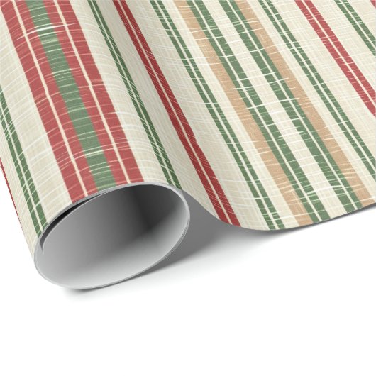 Gestreepte stof met een rode, groene en witte stre cadeaupapier (Rol Hoek)