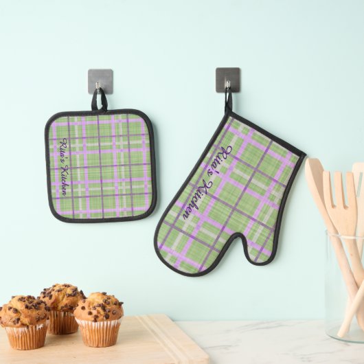 Gestreepte stof ovenwant & pannenlap set (Insitu(Ophanging))