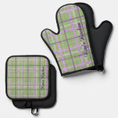 Gestreepte stof ovenwant & pannenlap set (Voorkant / Achterkant)