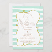 Gestreepte strand bruiloft kaart (Voorkant)