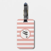 Gestreepte streep Roze Wit Monogram Bagagelabel (Achterkant verticaal)