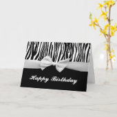 Gestreepte streep & witte lint grafische Gelukkige Kaart (Gele Bloem)