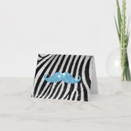 Gestreepte Strepen en Blauwe Snor Bling Kaart