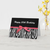 Gestreepte strepen rode lint-blik gelukkige 50ste kaart (Gele Bloem)