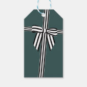 Gestreepte strik cadeau Label groen Cadeaulabel (Voorkant)