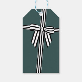 Gestreepte strik cadeau Label groen Cadeaulabel