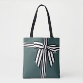 Gestreepte strik Canvas tas groen (Voorkant)