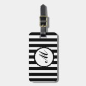 Gestreepte stripper Black, aangepast monogram Bagagelabel (Voorkant verticaal)