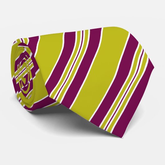 Gestreepte Stropdas Green Plum Paars Color Pattern (Opgerold)