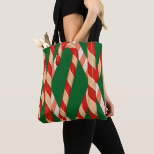 Gestreepte Suikerstok in de Vorm van een Wandelsto Tote Bag
